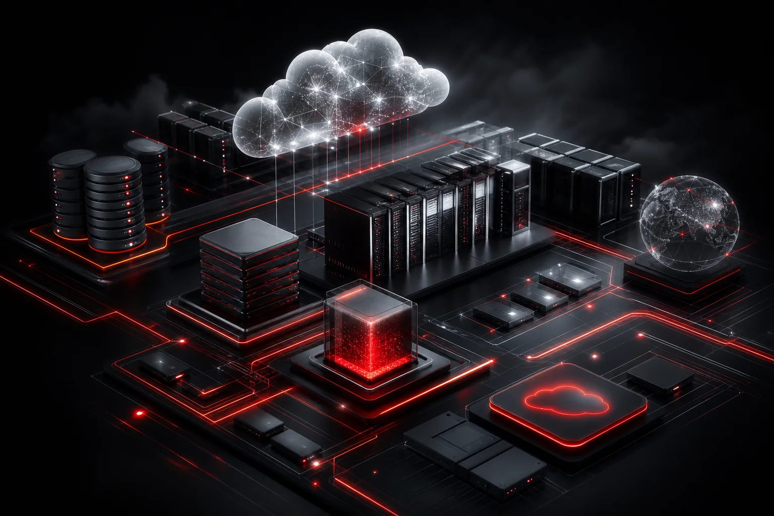 Modern server, cloud and network infrastructure visual